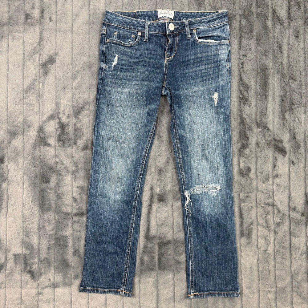 Aeropostale Bayla Skinny Capri Jeans Medium Wash Distressed Womens 1/2